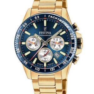 Montre Homme Festina Timeless F20634 Doré Fond Bleu