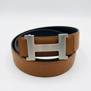 Ceintures Hermès Cuir Noir Caramel